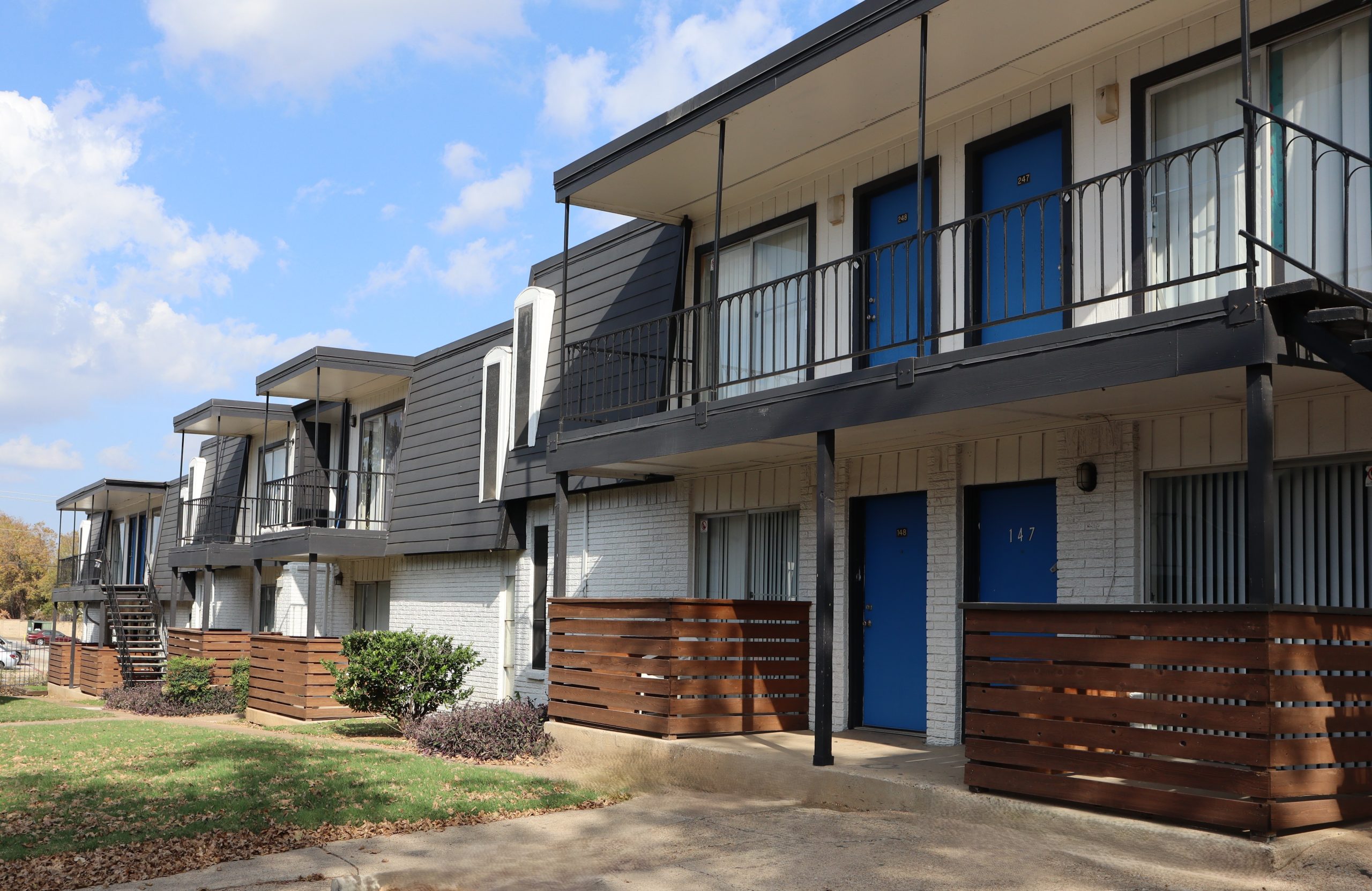 a house that is in front of a building
